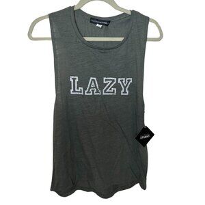 LuluSimonstudio Graphic "Lazy" Tank, L, NWT